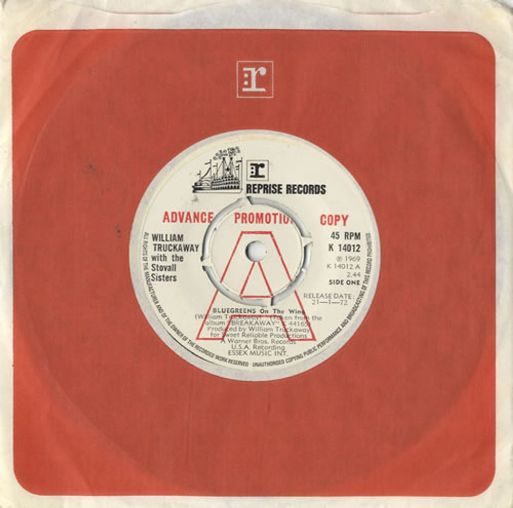 William Truckaway Bluegreens On The Wing UK Promo 7" vinyl single (7 inch record / 45) K14012