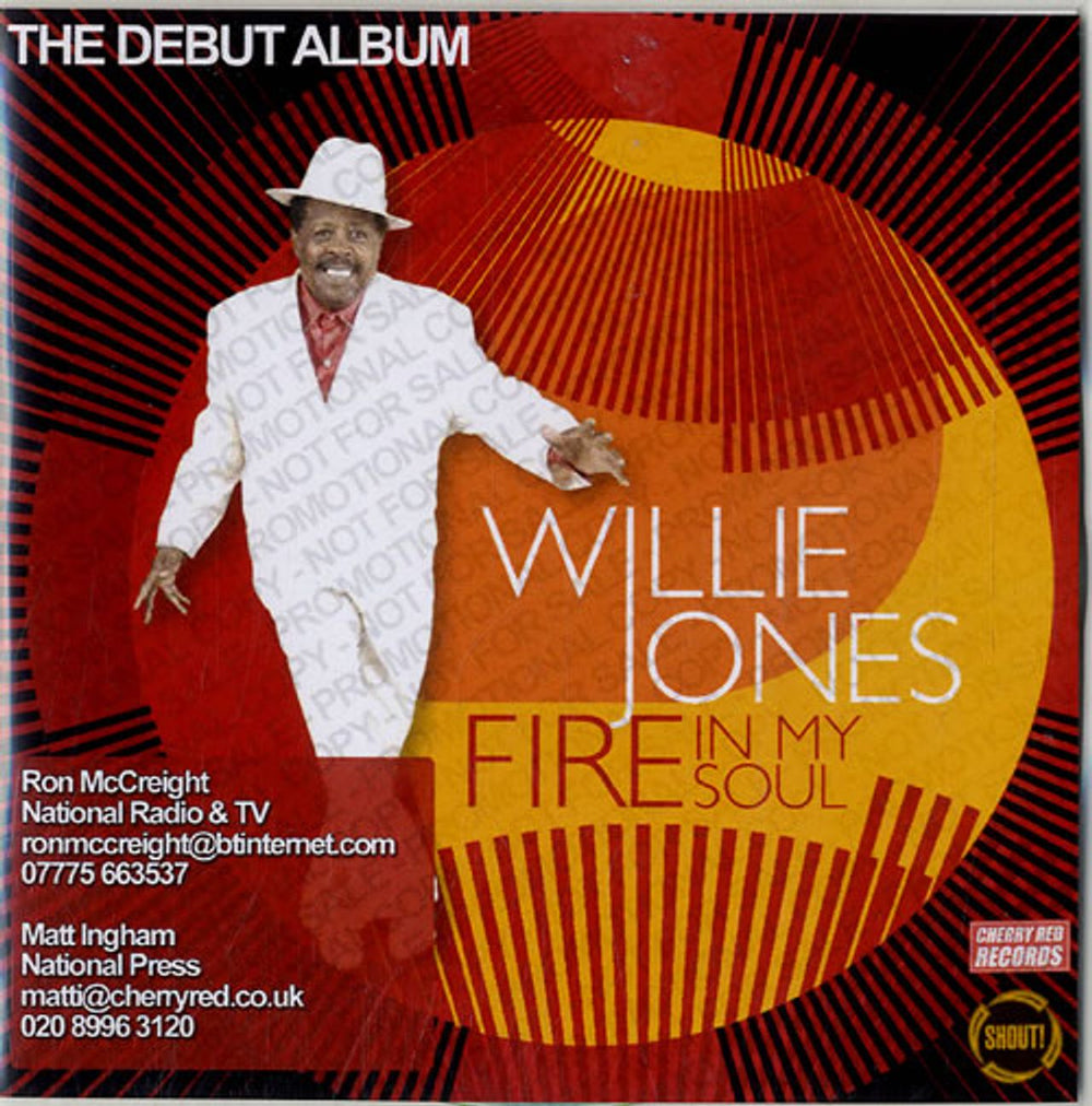Willie Jones Fire In My Soul UK Promo CD-R acetate CDR