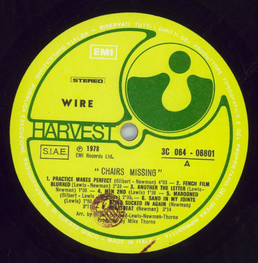 Wire Chairs Missing Italian vinyl LP album (LP record) WIRLPCH707884