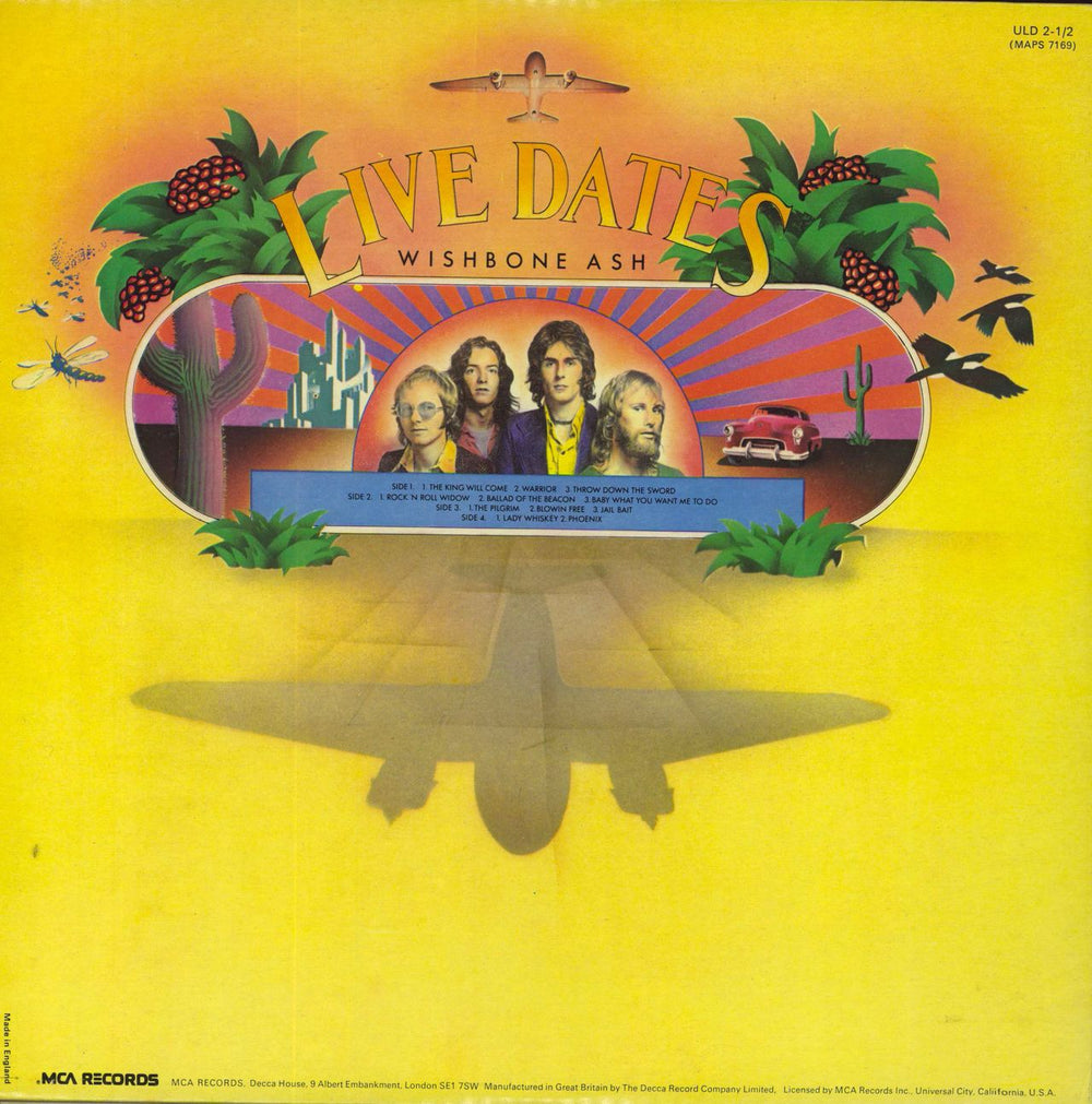 Wishbone Ash Live Dates - EX UK 2-LP vinyl record set (Double LP Album)