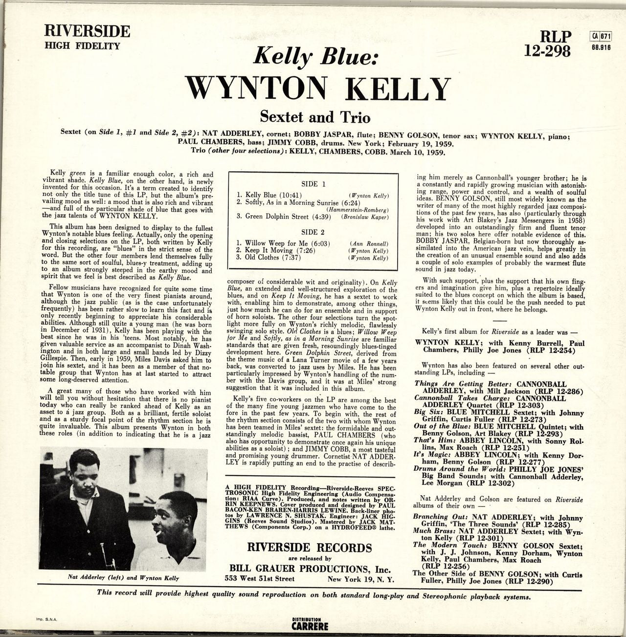 Wynton Kelly Kelly Blue French Vinyl LP — RareVinyl.com