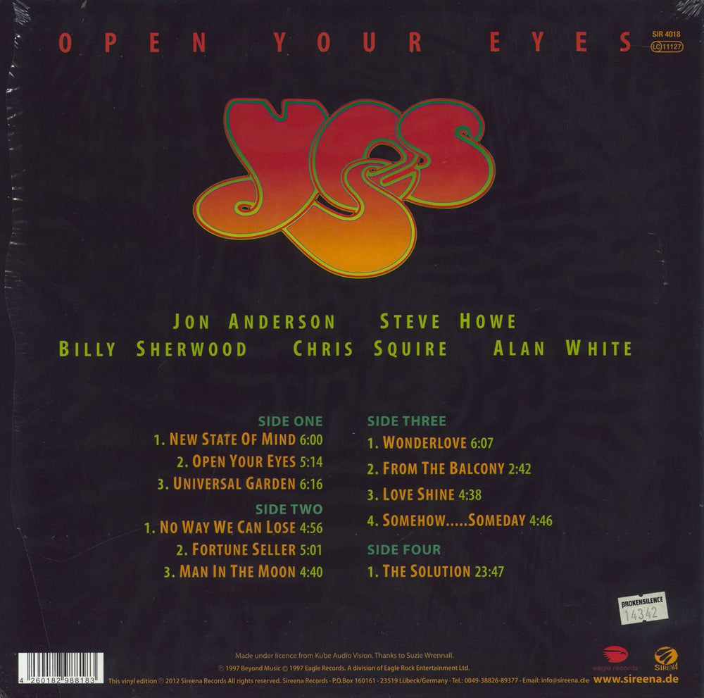 Yes Open Your Eyes - 180gm Vinyl - Shrink German 2-LP vinyl record set (Double LP Album) 4260182988183