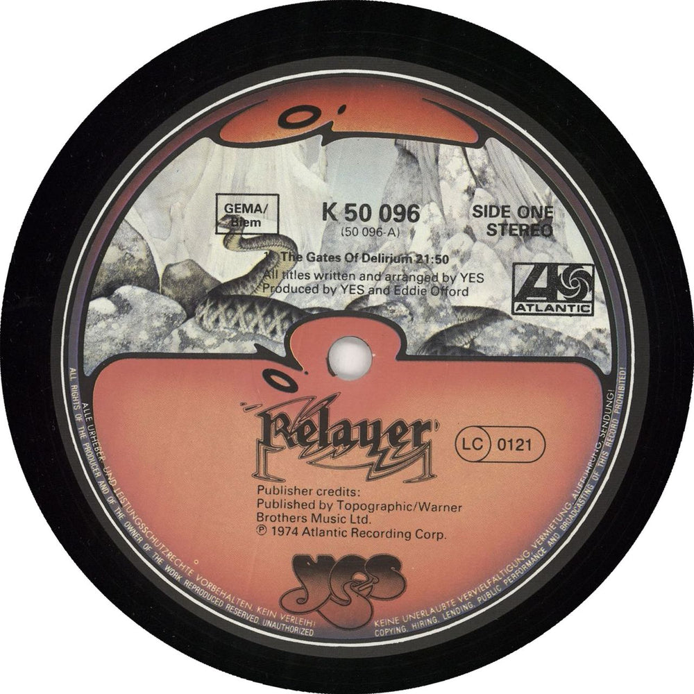 Yes Relayer German vinyl LP album (LP record)