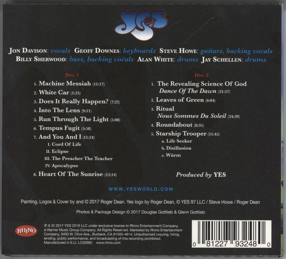 Yes Topographic Drama (Live Across America) UK 2 CD album set (Double CD) 081227932480