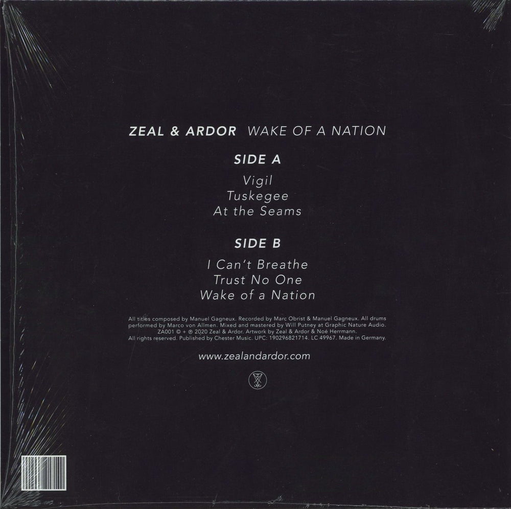 Zeal & Ardor Wake of a Nation - 140g - Crystal Clear US 12" vinyl single (12 inch record / Maxi-single)