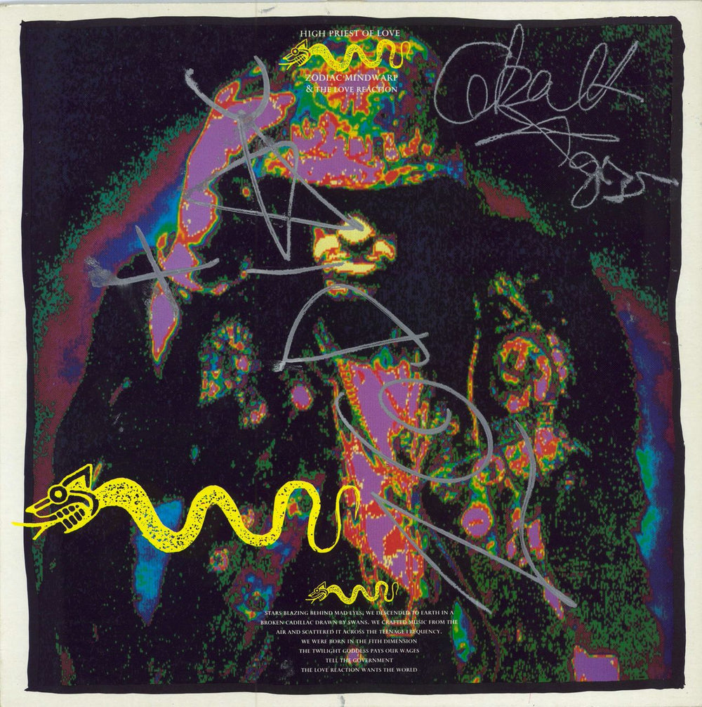 Zodiac Mindwarp High Priest Of Love - Autographed US vinyl LP album (LP record) WARP1