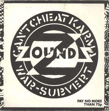 Zounds Can't Cheat Karma - Stapled Sleeve + Poster UK 7" vinyl single (7 inch record / 45) 421984/3