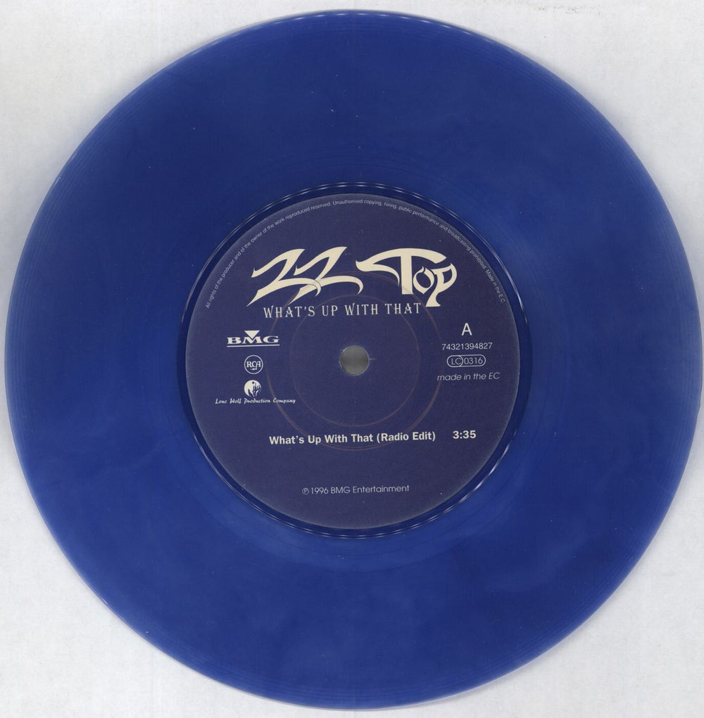 ZZ Top What's Up With That - Blue Vinyl UK 7" vinyl single (7 inch record / 45) ZZT07WH93747